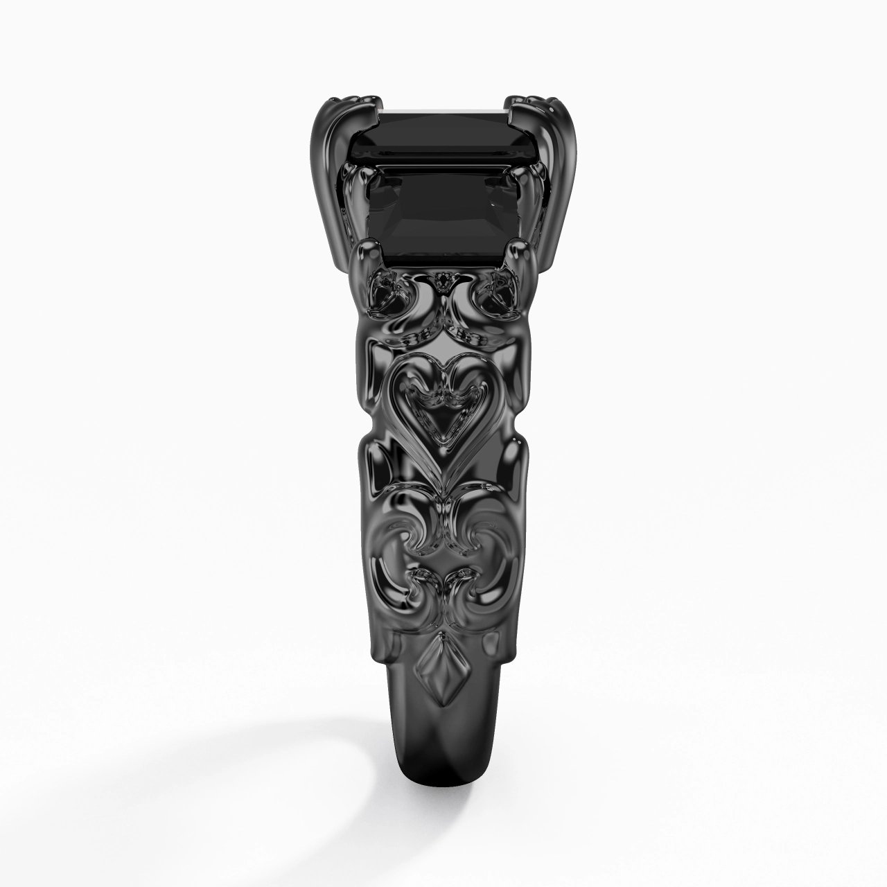 White Black Cubic Zirconia Engagement Ring