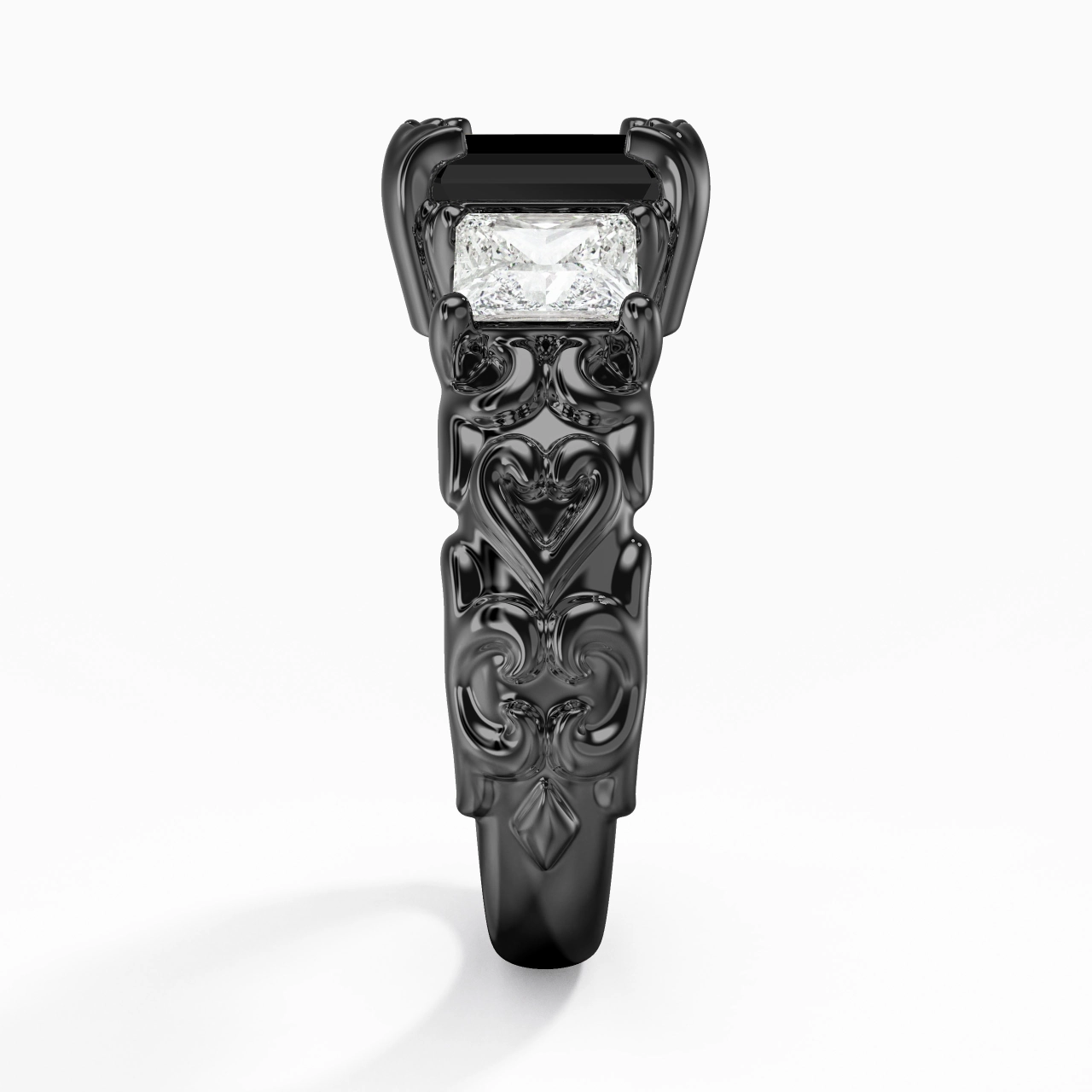 Noir Zircon cubique Bague de fiançailles