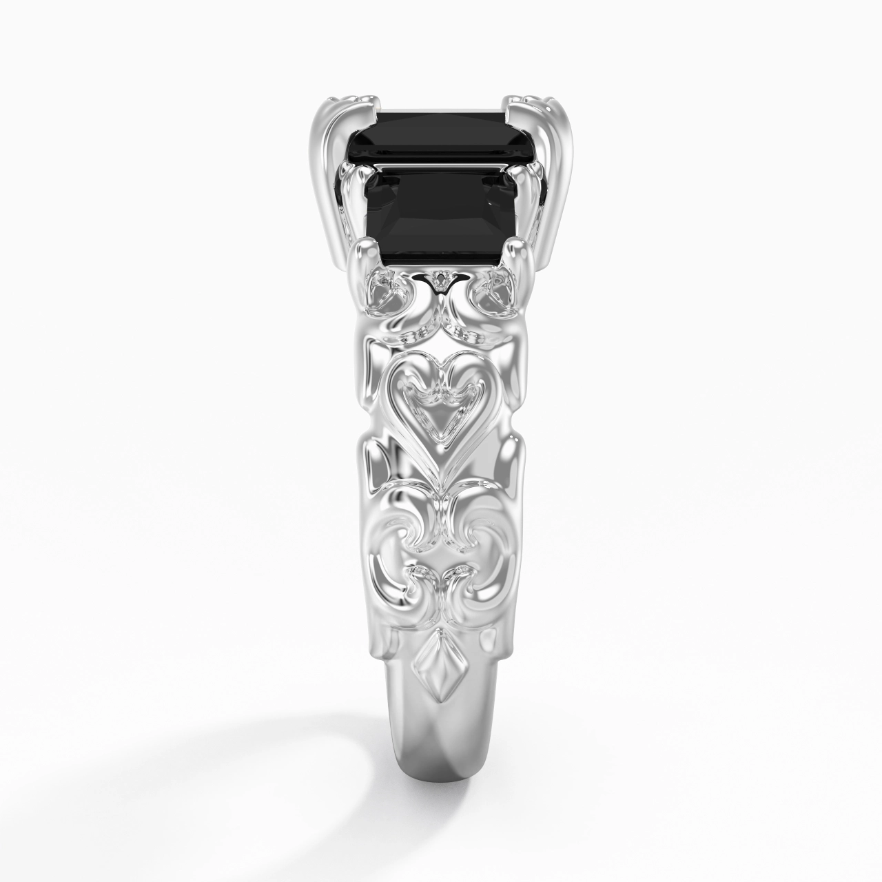 White Black Cubic Zirconia Engagement Ring