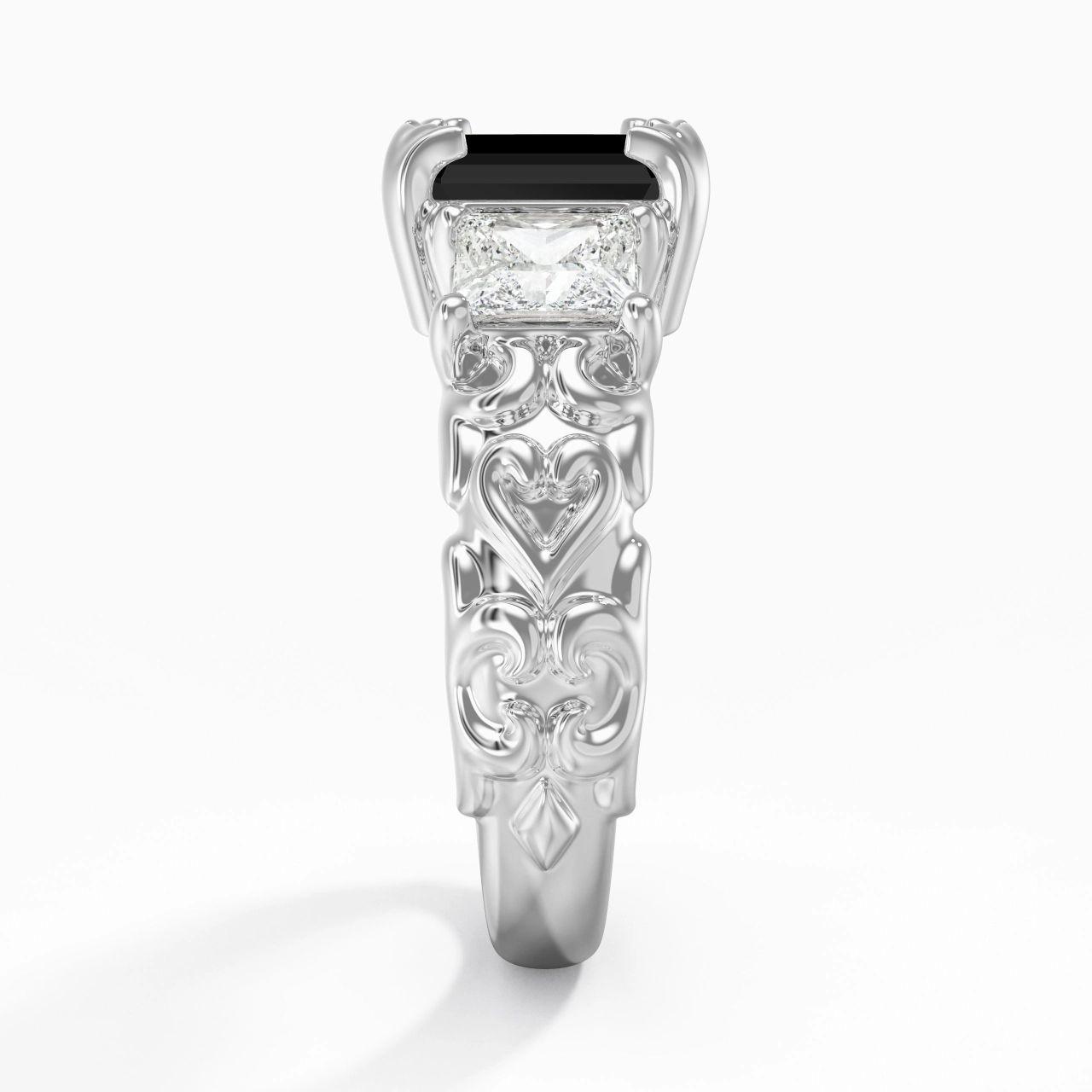 Black Cubic Zirconia Engagement Ring