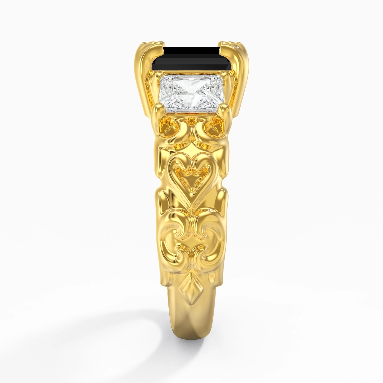 Black Cubic Zirconia Engagement Ring