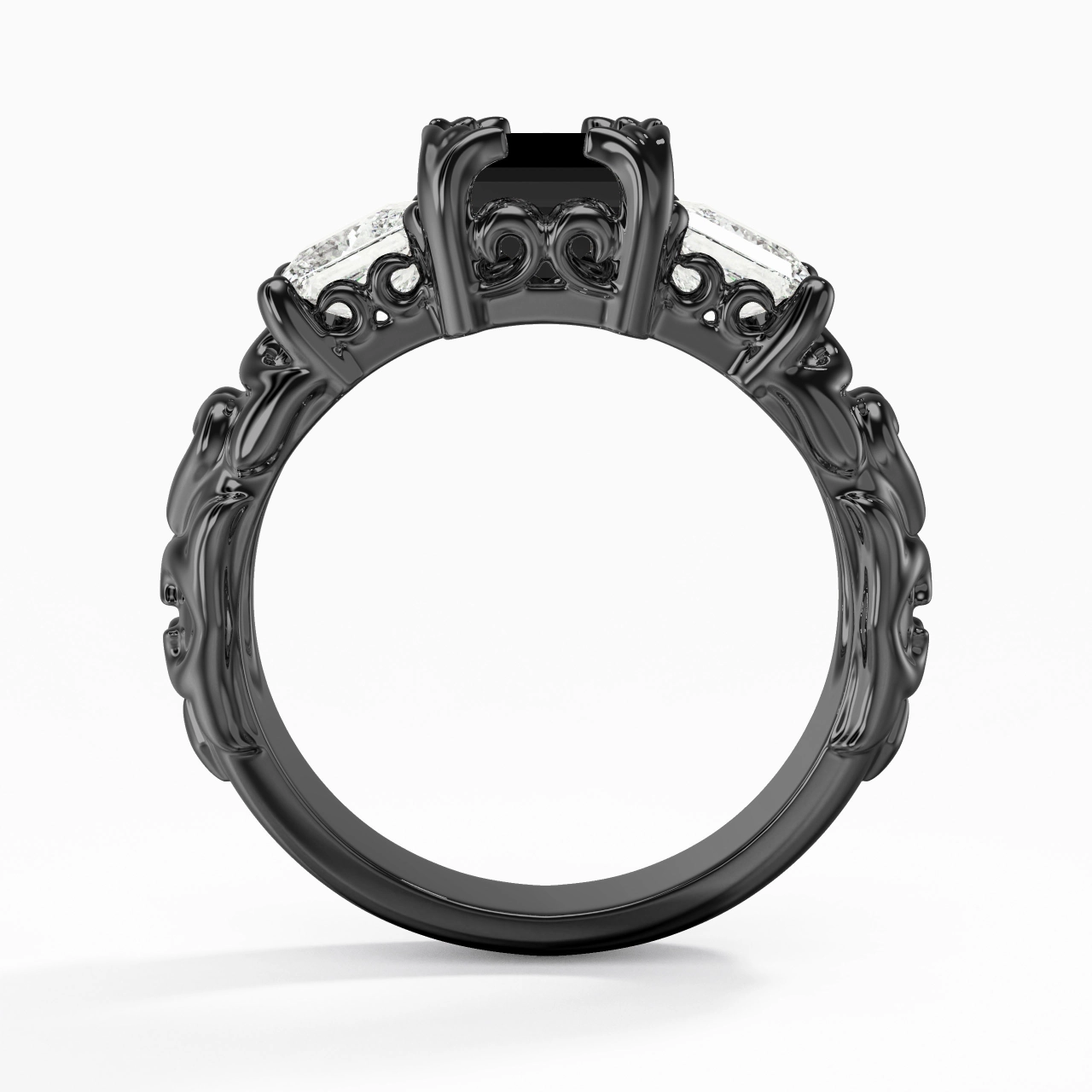Noir Zircon cubique Bague de fiançailles