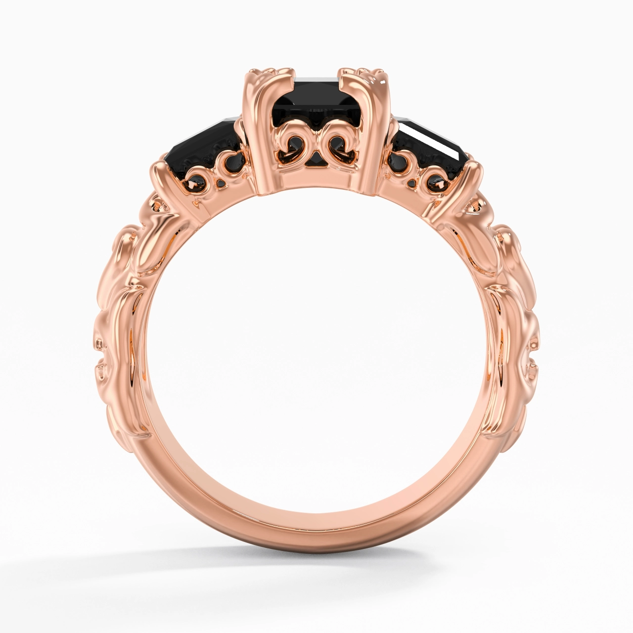 White Black Cubic Zirconia Engagement Ring