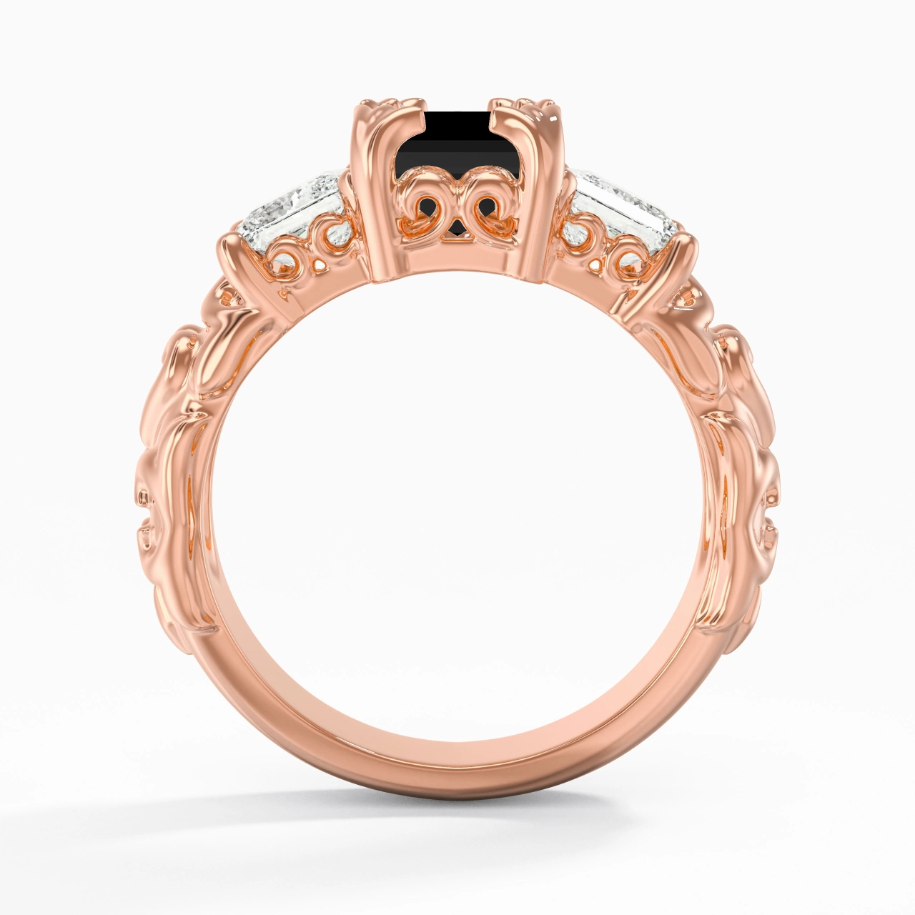 Black Cubic Zirconia Engagement Ring