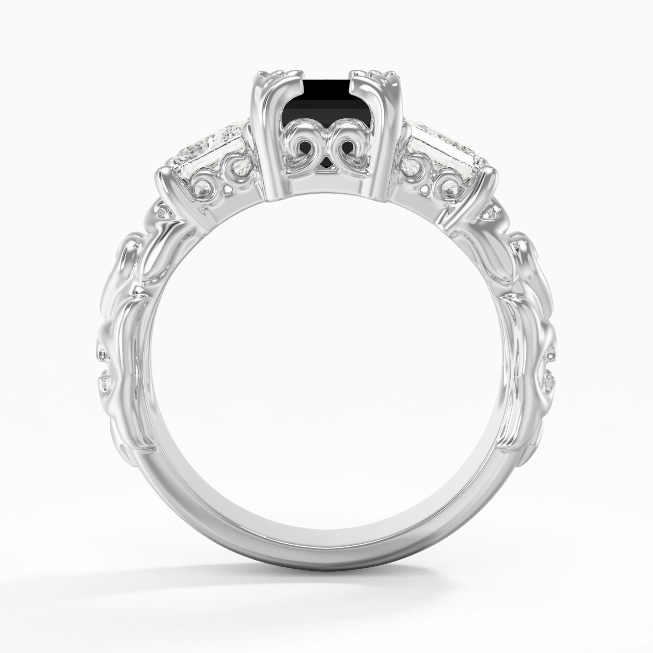 Black Cubic Zirconia Engagement Ring