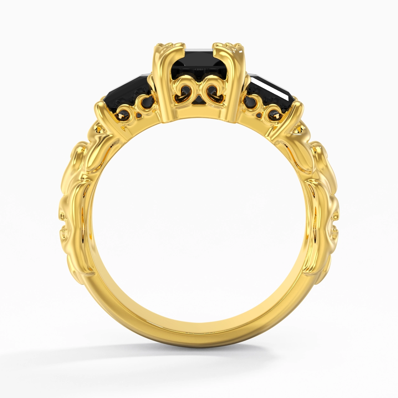 White Black Cubic Zirconia Engagement Ring