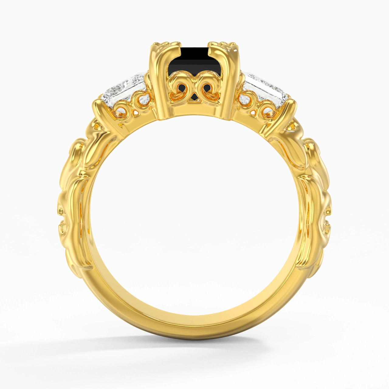 Black Cubic Zirconia Engagement Ring