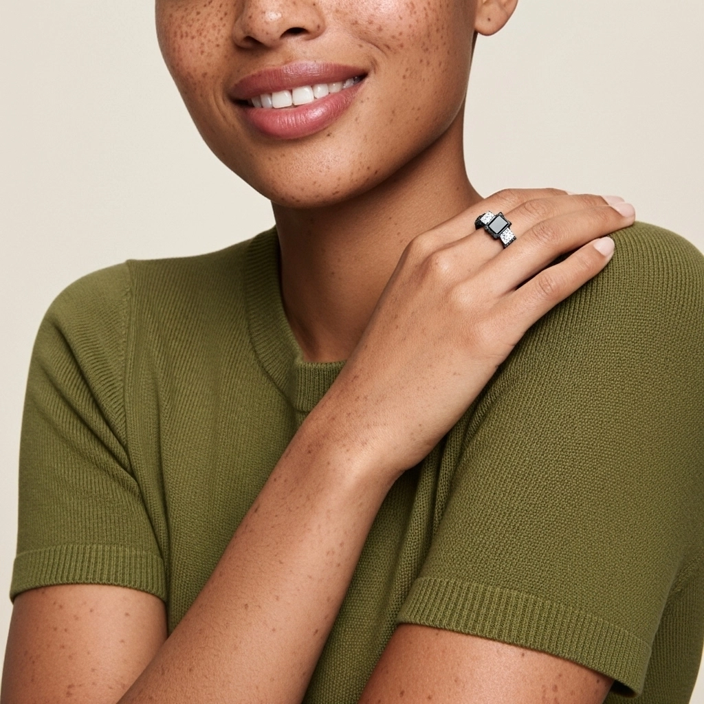 Black Cubic Zirconia Engagement Ring