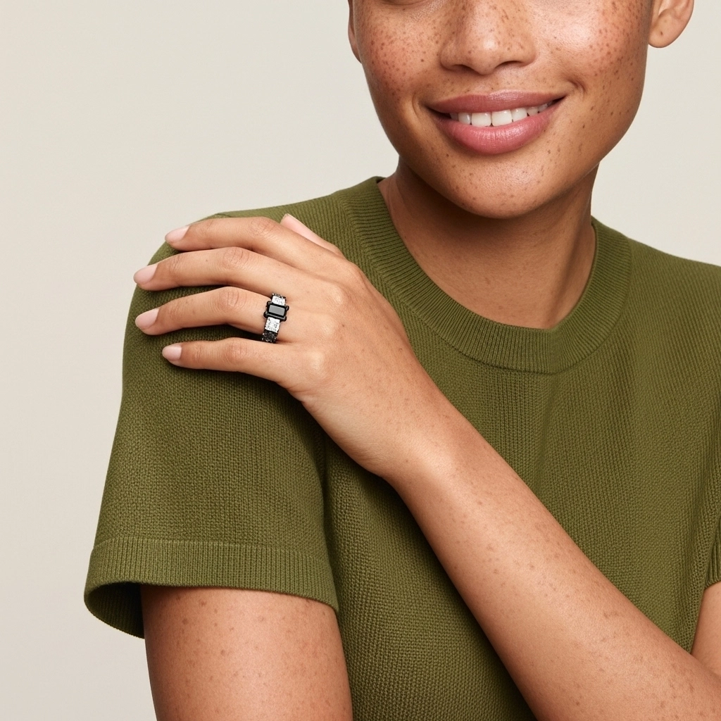 Black Cubic Zirconia Engagement Ring