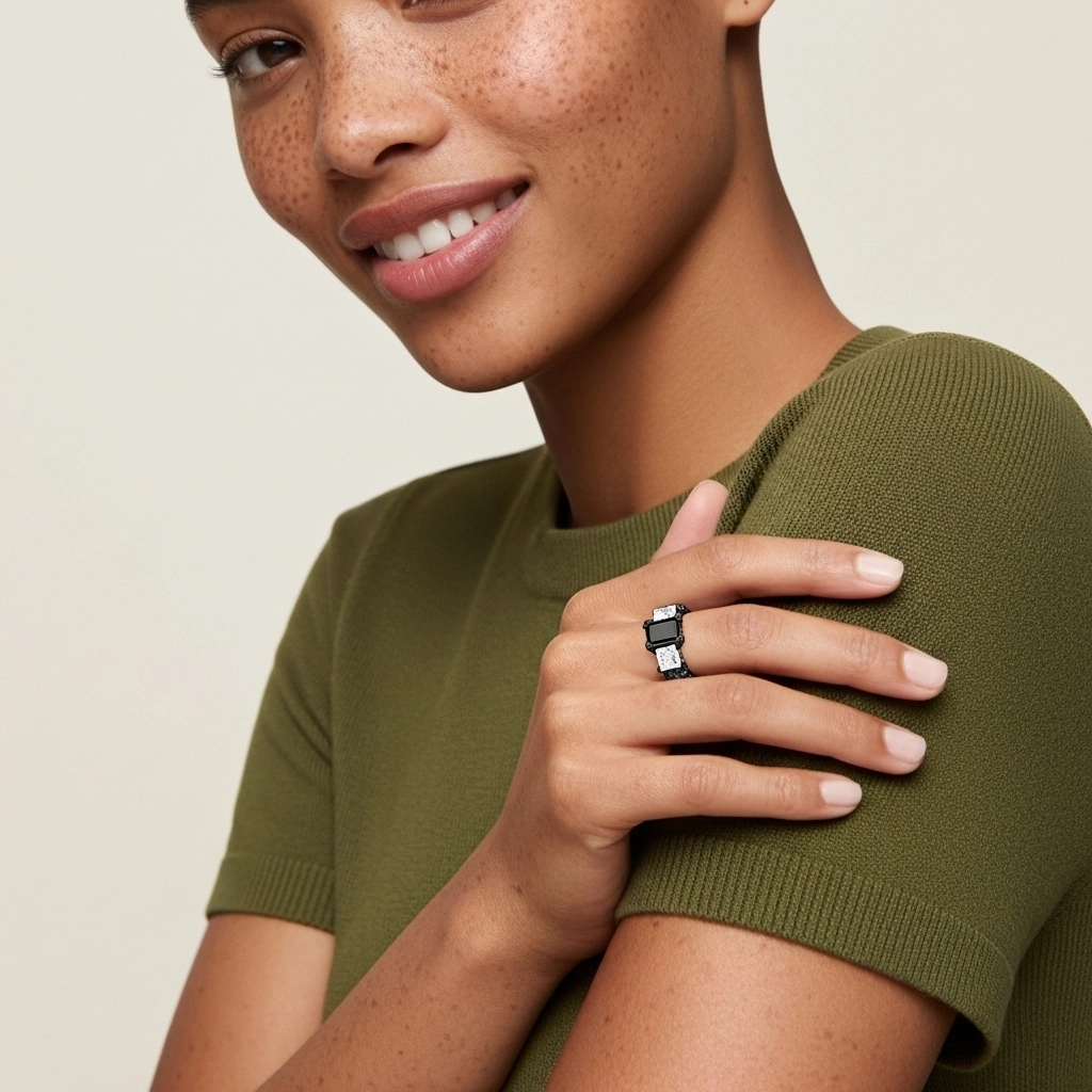 Black Cubic Zirconia Engagement Ring