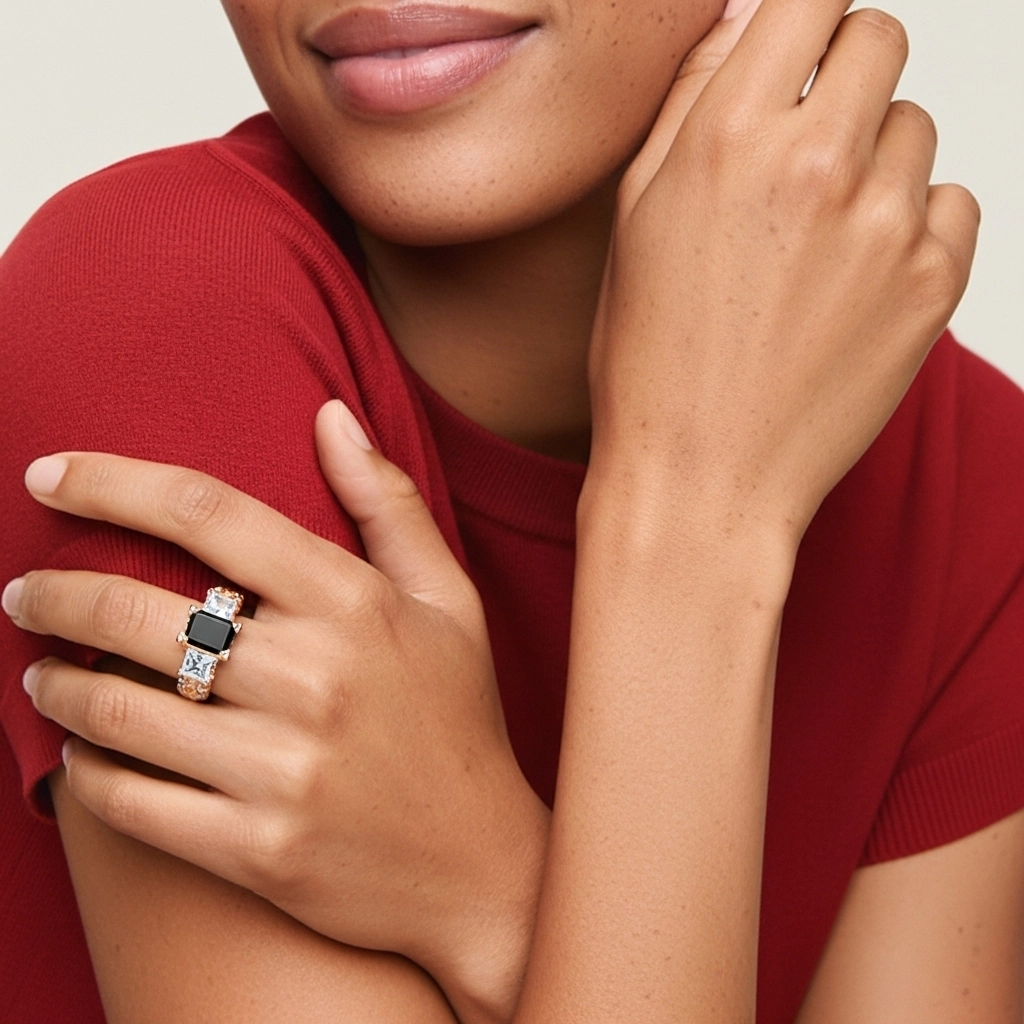 Black Cubic Zirconia Engagement Ring