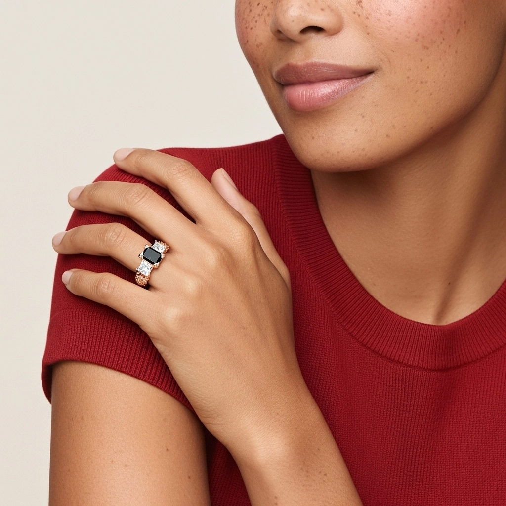 Black Cubic Zirconia Engagement Ring