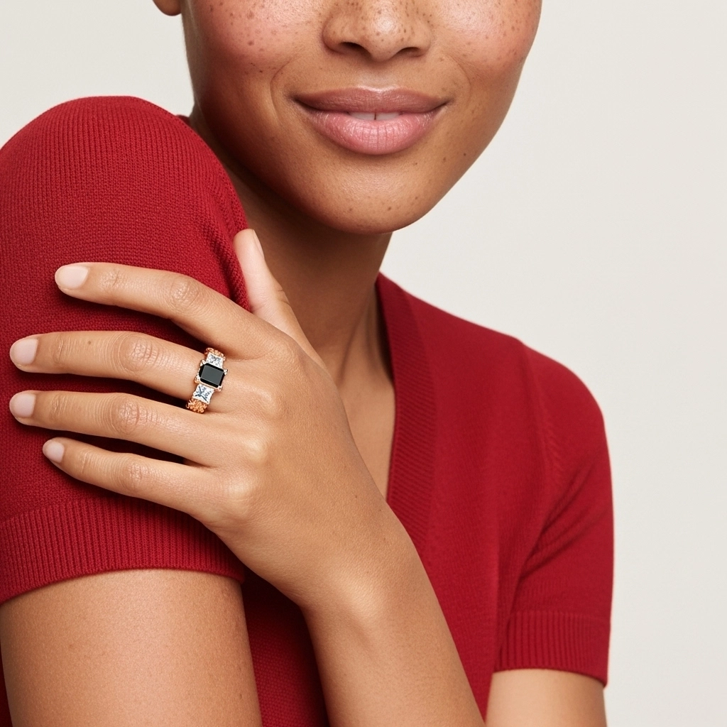 Black Cubic Zirconia Engagement Ring