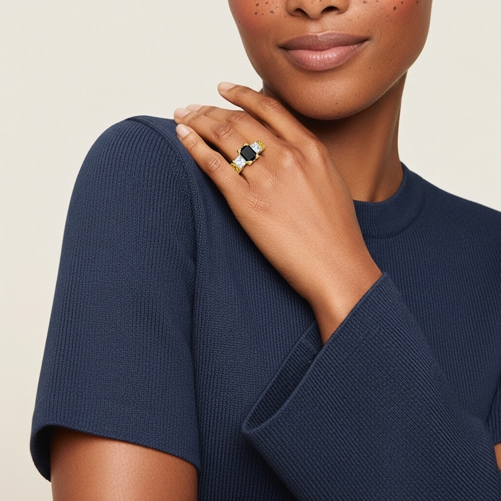 Black Cubic Zirconia Engagement Ring