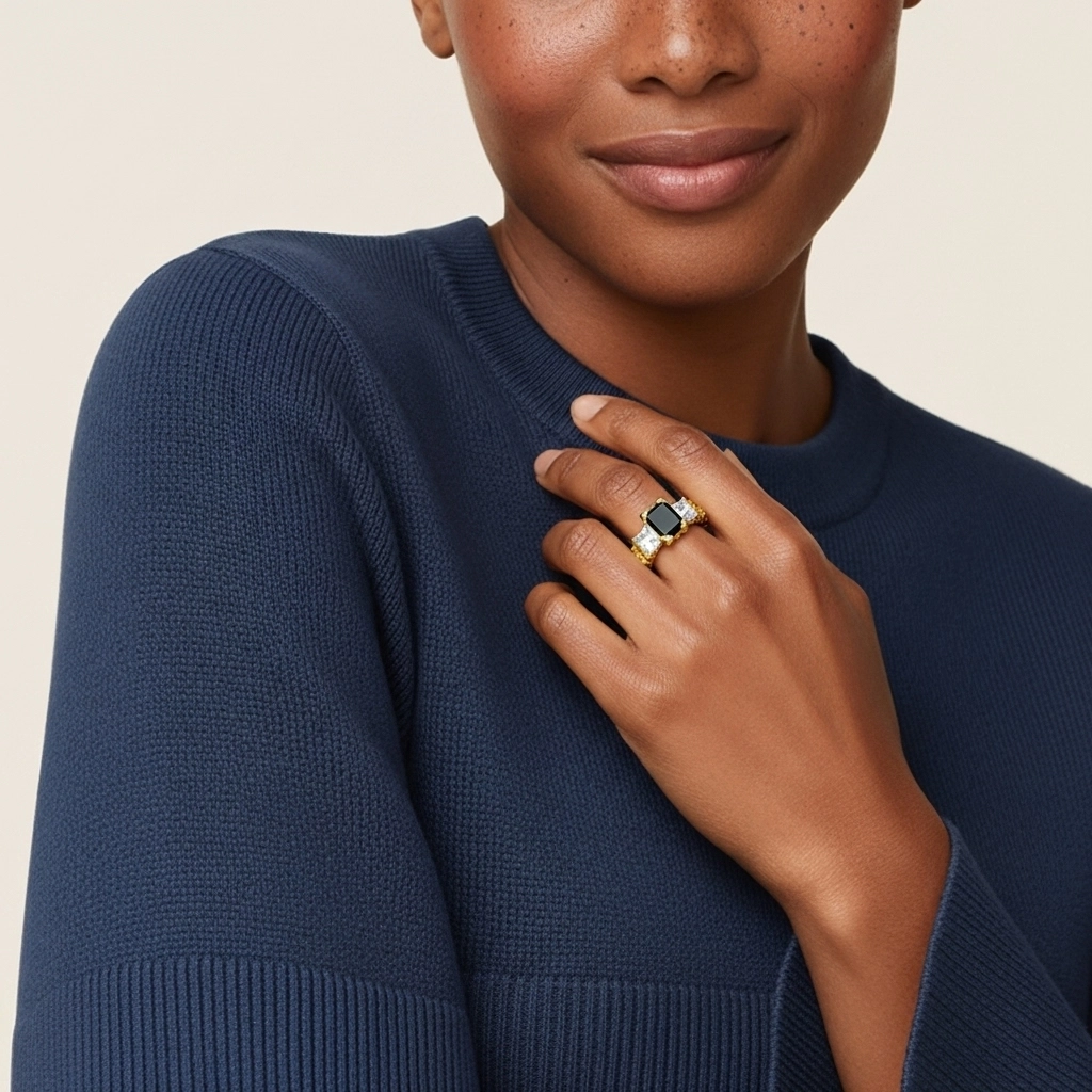 Black Cubic Zirconia Engagement Ring