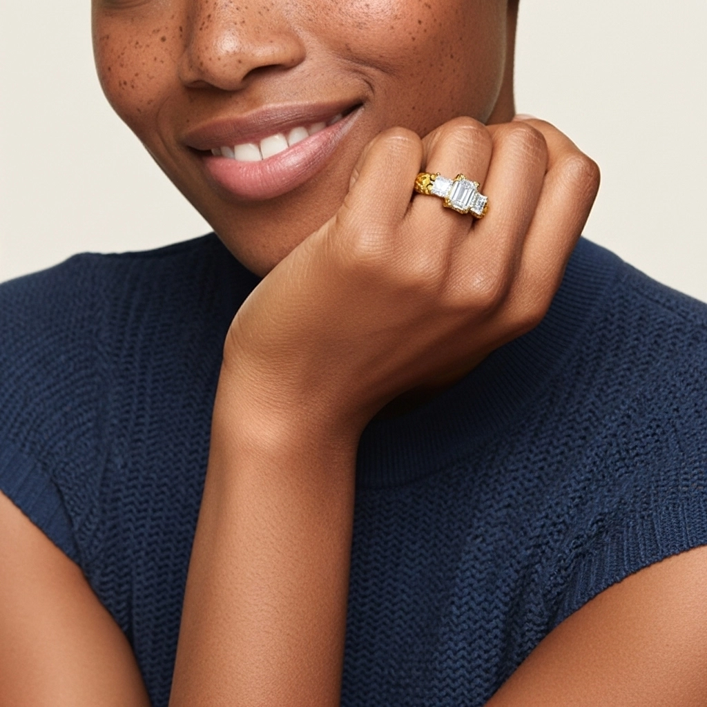 925 Sterling Silver Moissanite Engagement Ring