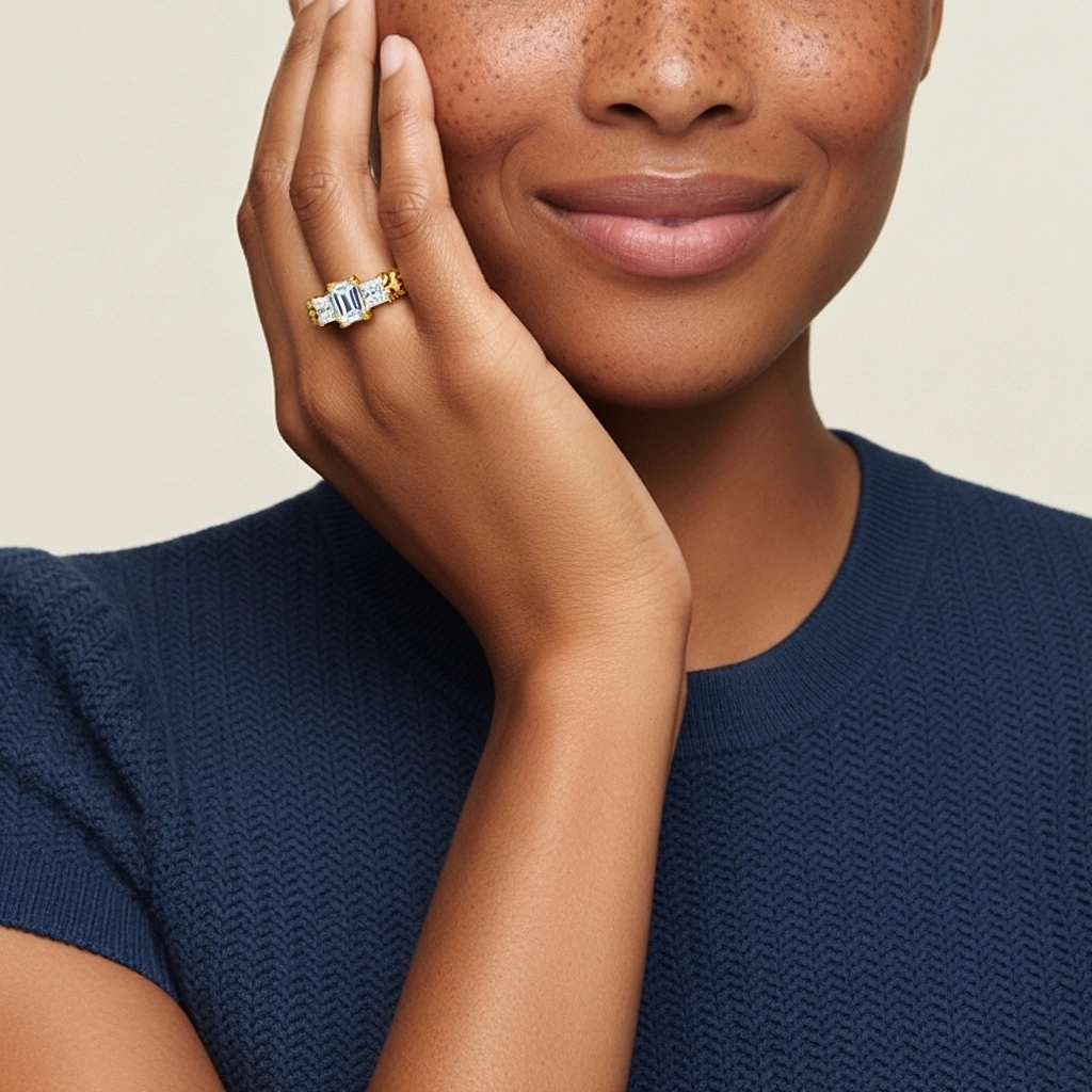 925 Sterling Silver Moissanite Engagement Ring