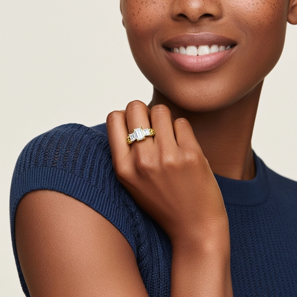 925 Sterling Silver Moissanite Engagement Ring