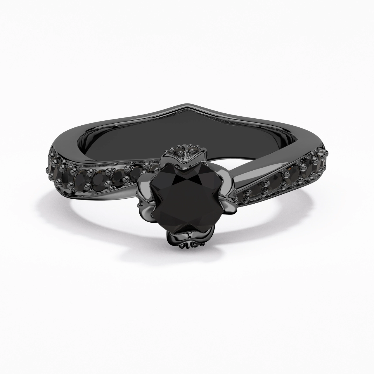 Noir Zircon cubique Bague de fiançailles