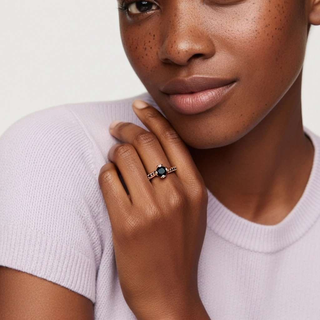 Noir Zircon cubique Bague de fiançailles