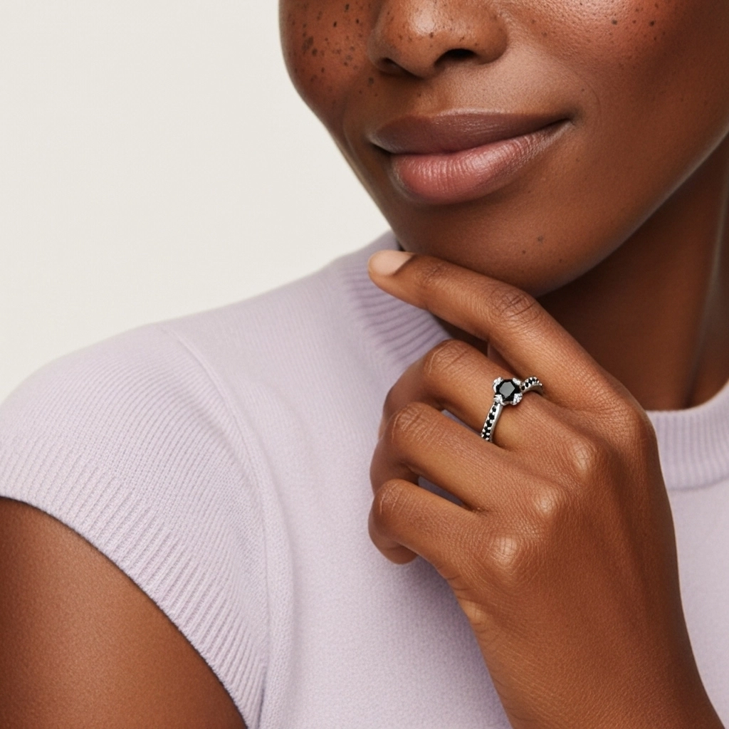 Noir Zircon cubique Bague de fiançailles