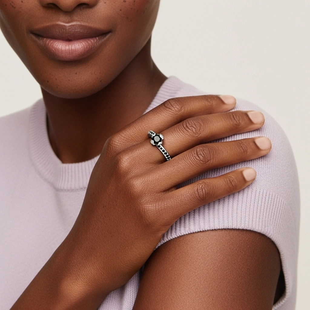 Noir Zircon cubique Bague de fiançailles