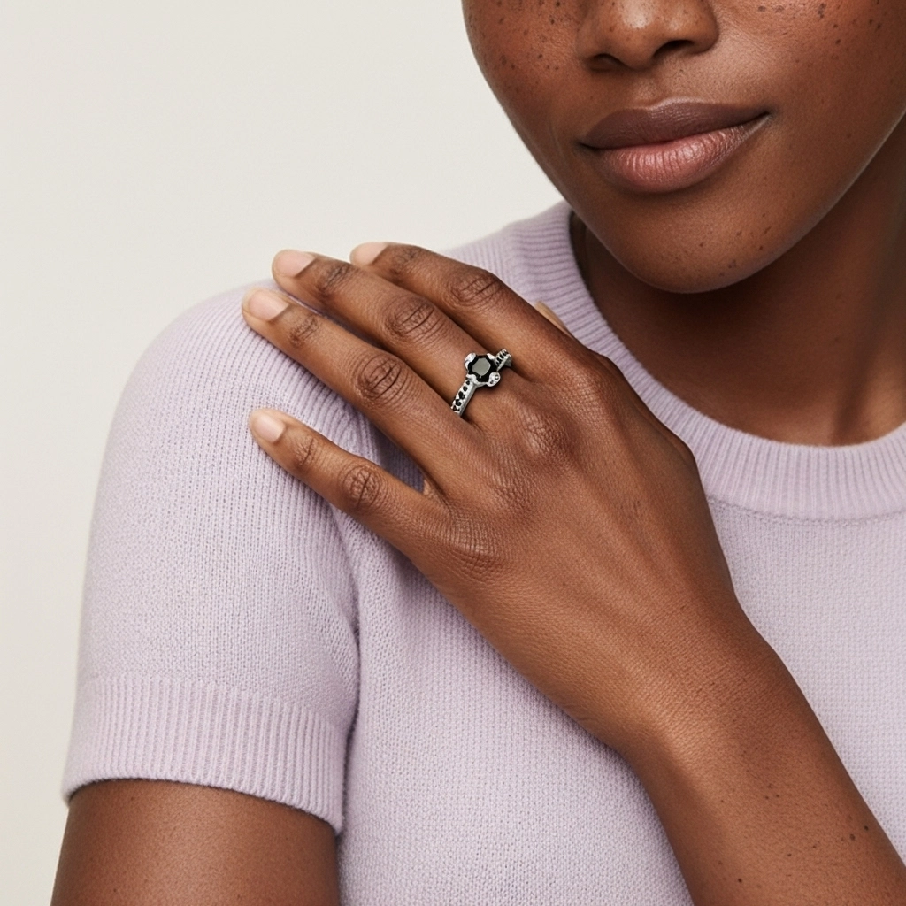 Noir Zircon cubique Bague de fiançailles