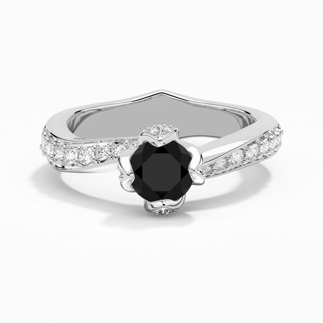 Black Cubic Zirconia Engagement Ring