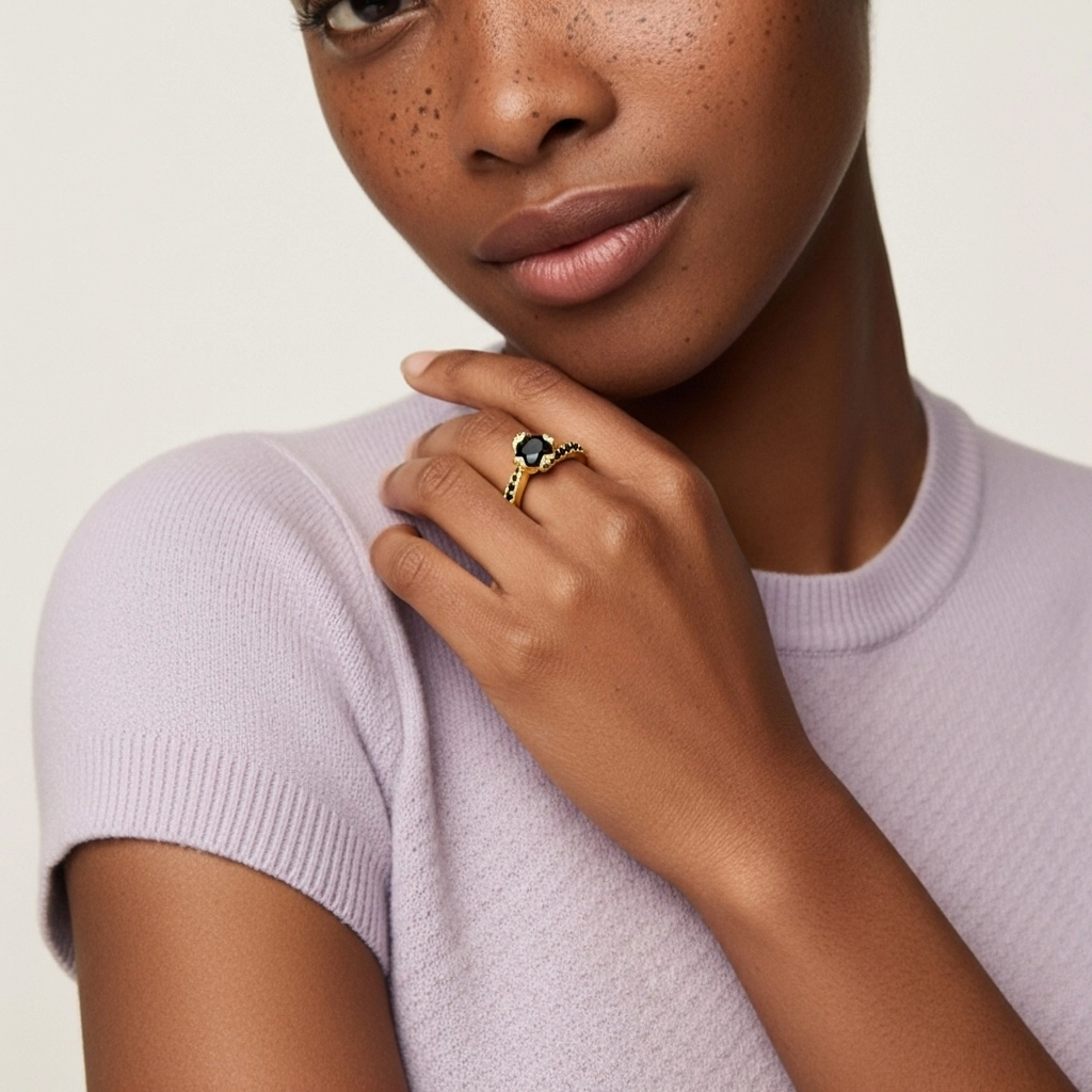 Noir Zircon cubique Bague de fiançailles