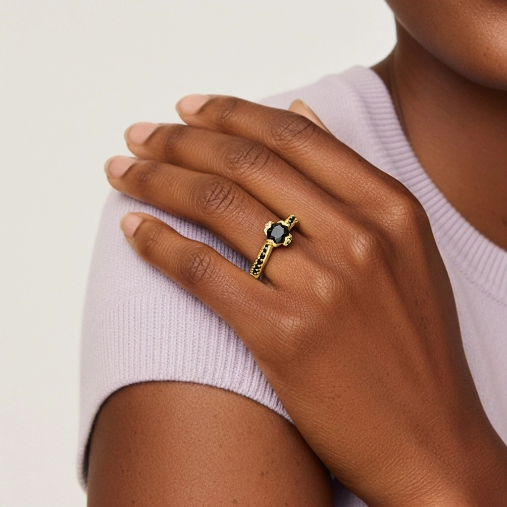 Noir Zircon cubique Bague de fiançailles