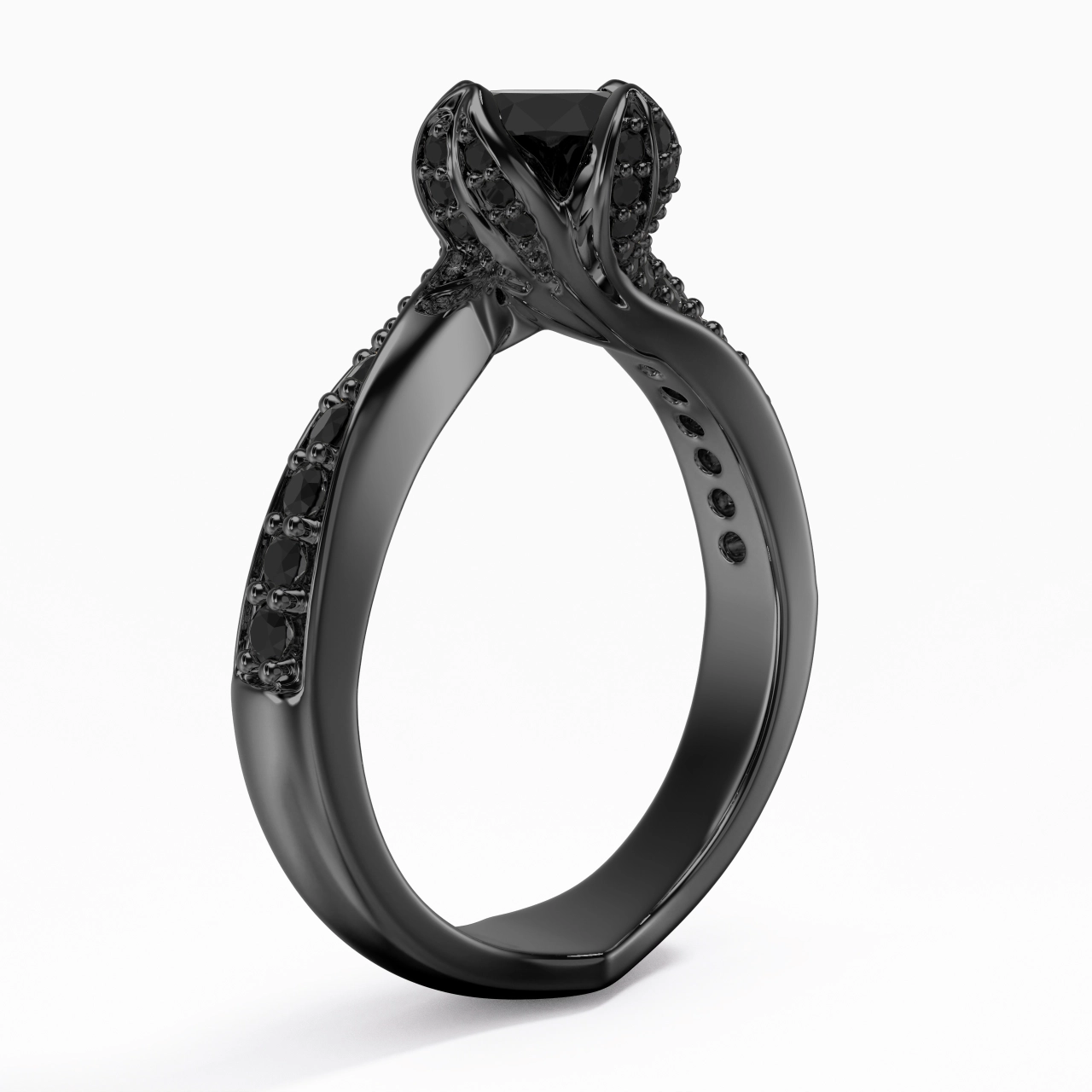 Noir Zircon cubique Bague de fiançailles