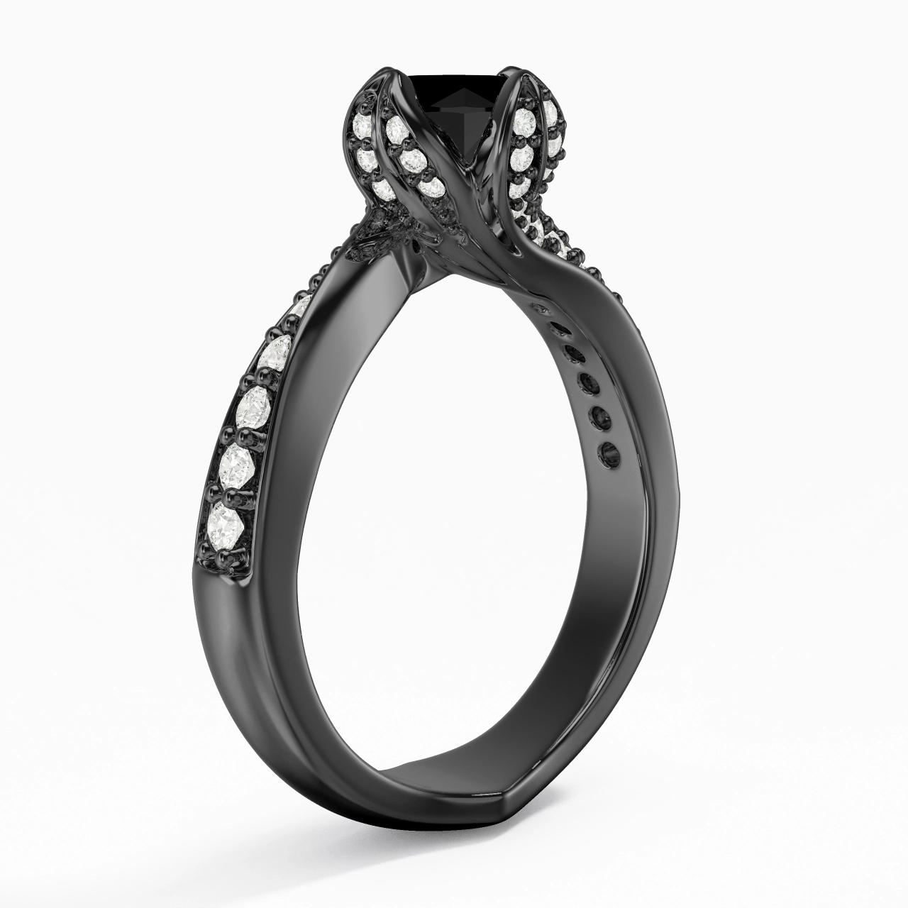 Black Cubic Zirconia Engagement Ring