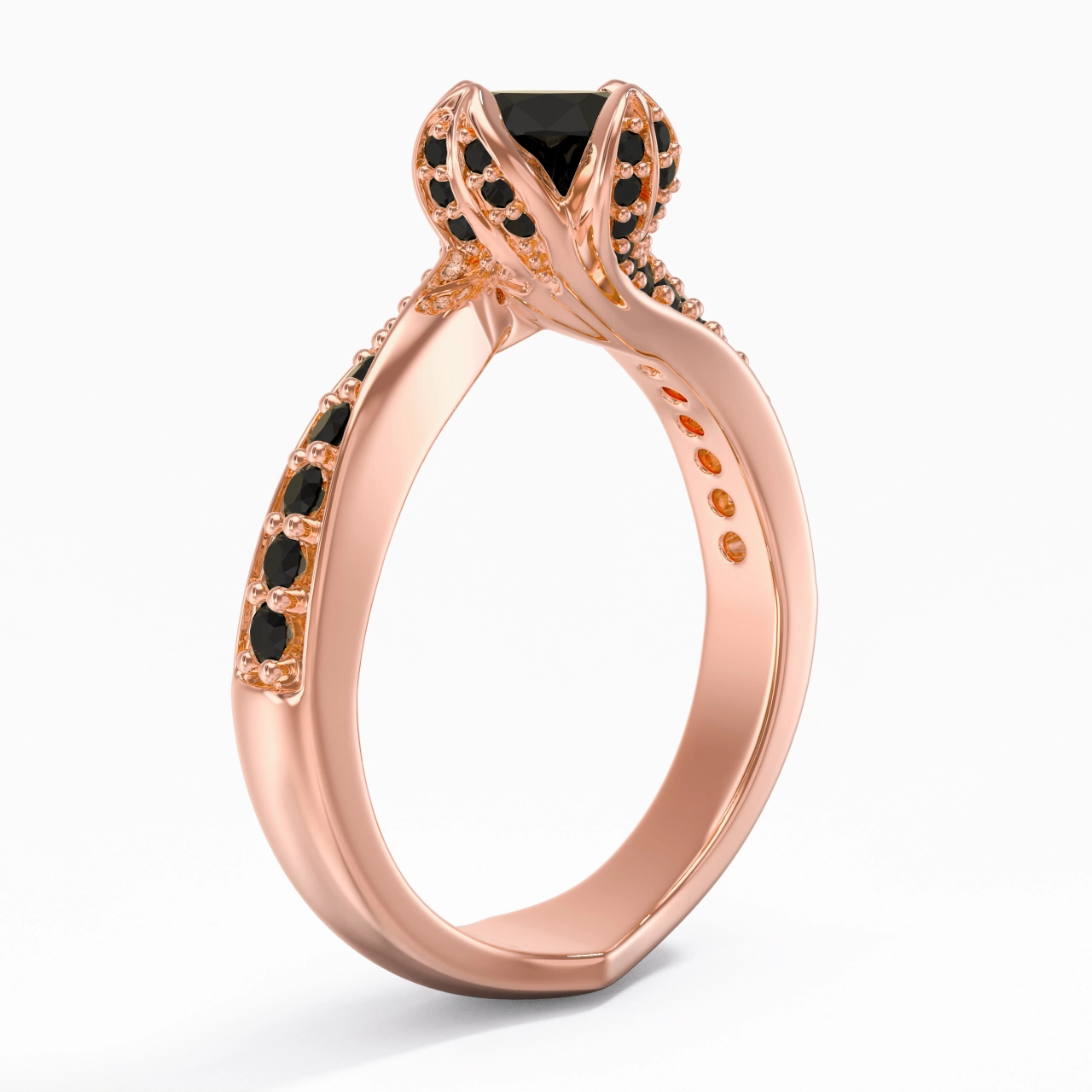 Black Cubic Zirconia Engagement Ring