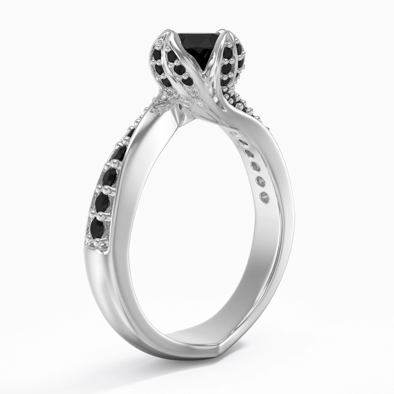 Black Cubic Zirconia Engagement Ring