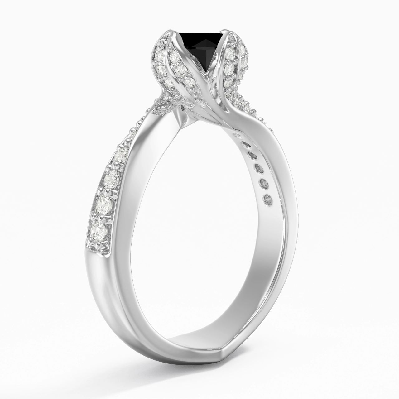 Black Cubic Zirconia Engagement Ring