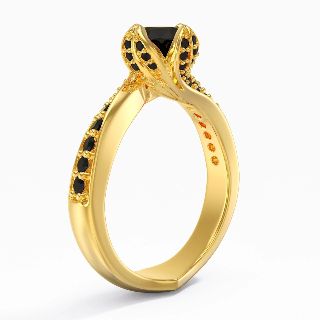 Black Cubic Zirconia Engagement Ring