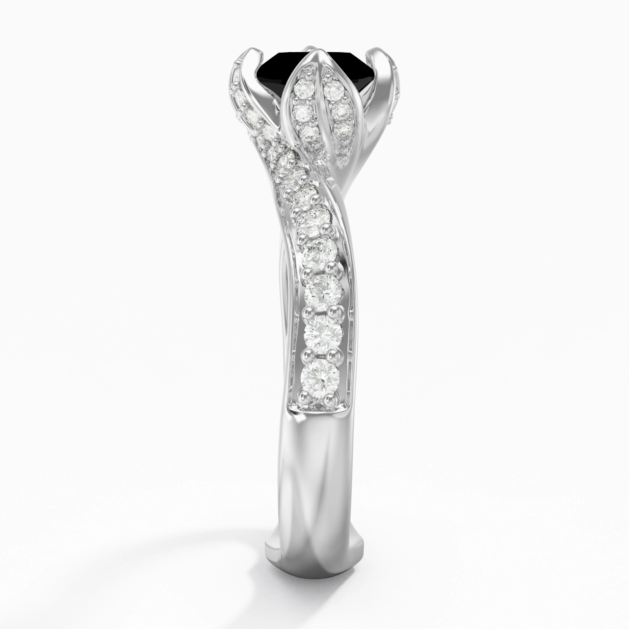 Black Cubic Zirconia Engagement Ring