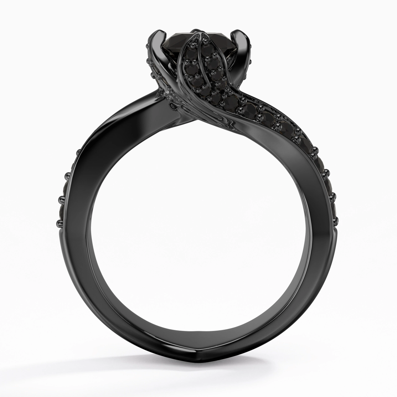 Noir Zircon cubique Bague de fiançailles