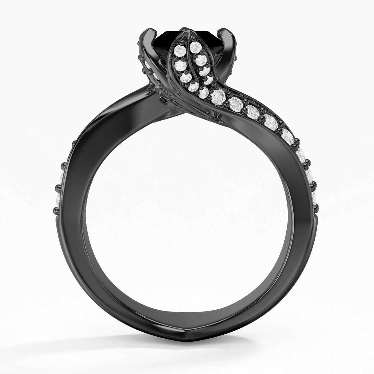 Black Cubic Zirconia Engagement Ring