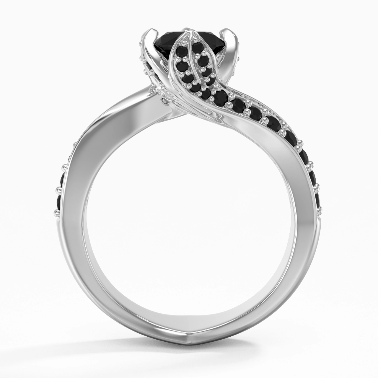 Black Cubic Zirconia Engagement Ring