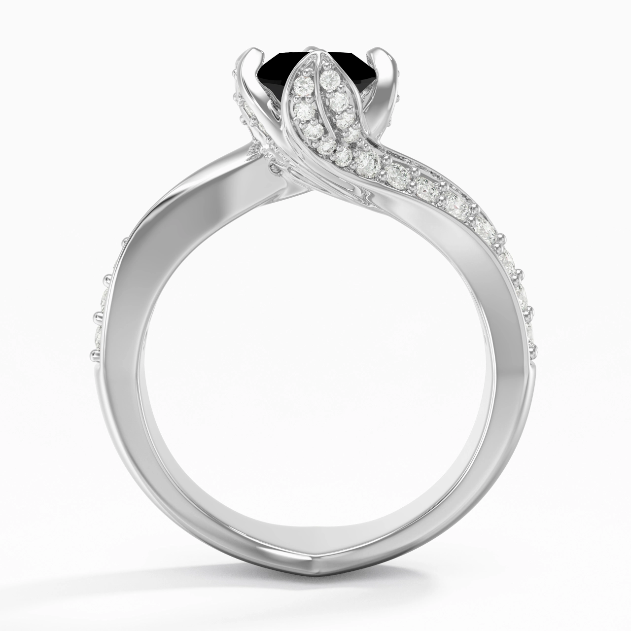 Black Cubic Zirconia Engagement Ring