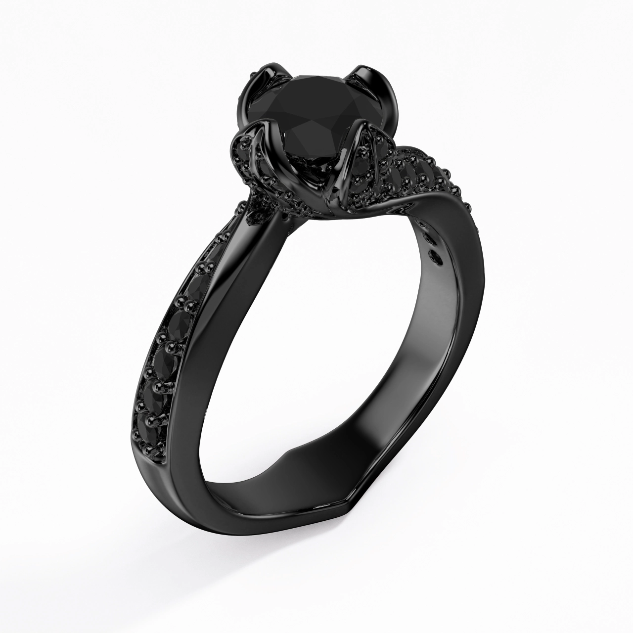 Noir Zircon cubique Bague de fiançailles