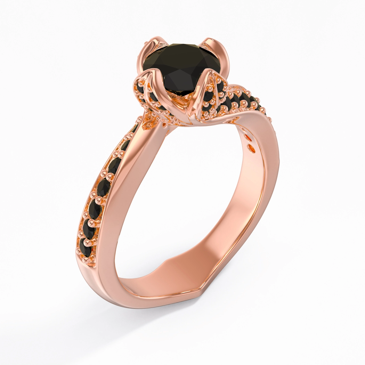 Black Cubic Zirconia Engagement Ring
