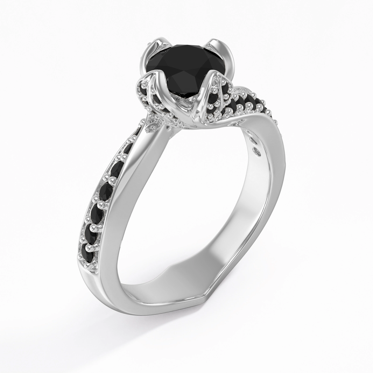 Black Cubic Zirconia Engagement Ring