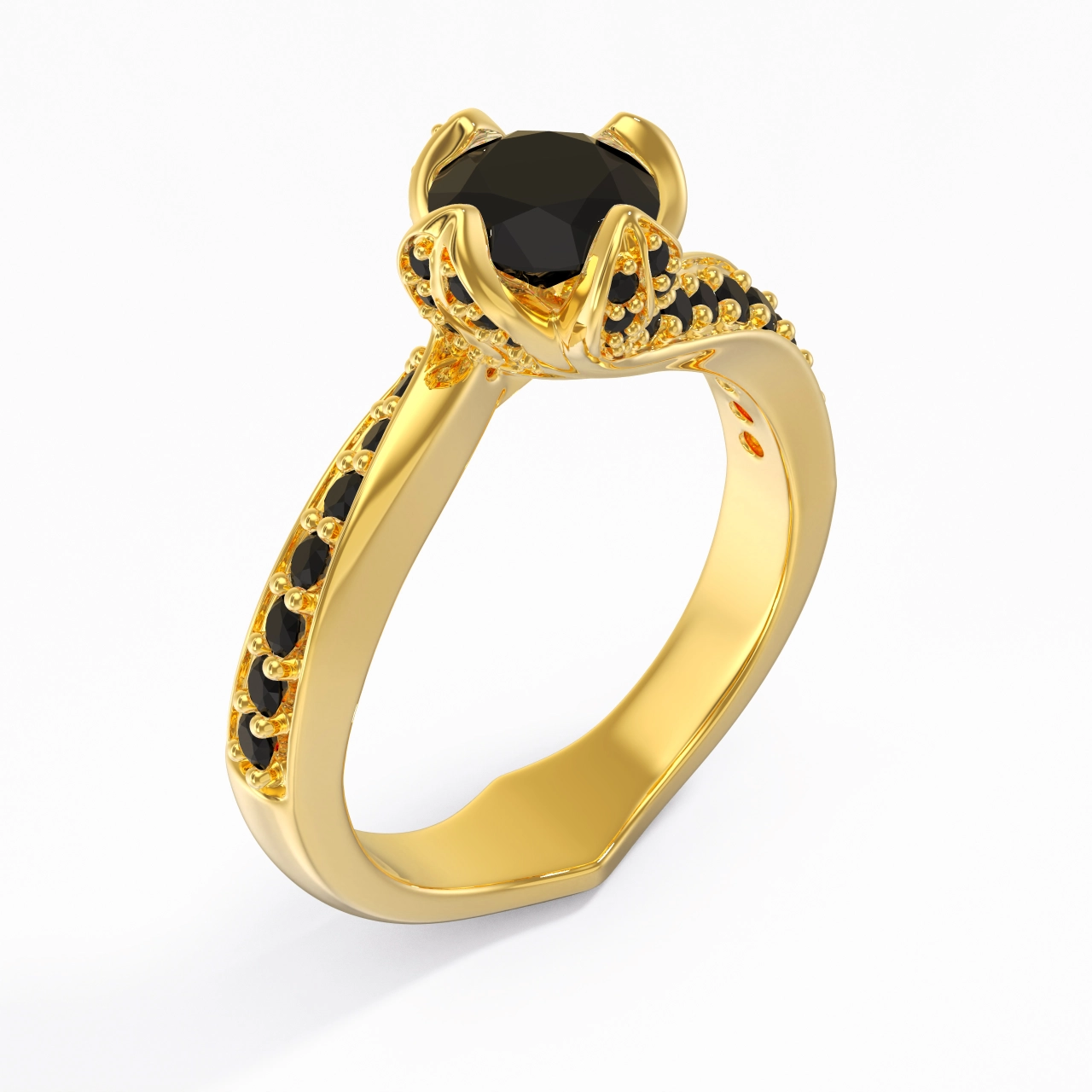 Black Cubic Zirconia Engagement Ring