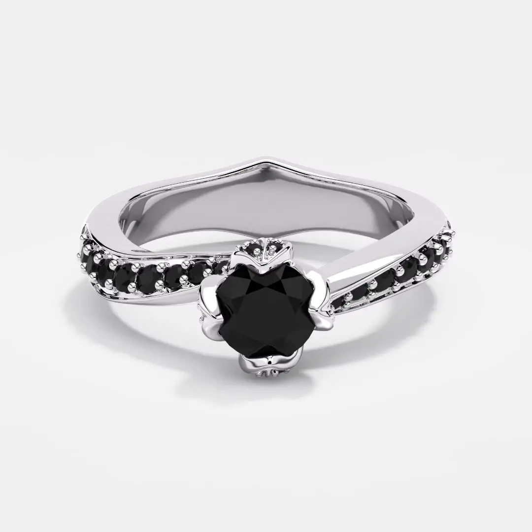 Noir Zircon cubique Bague de fiançailles