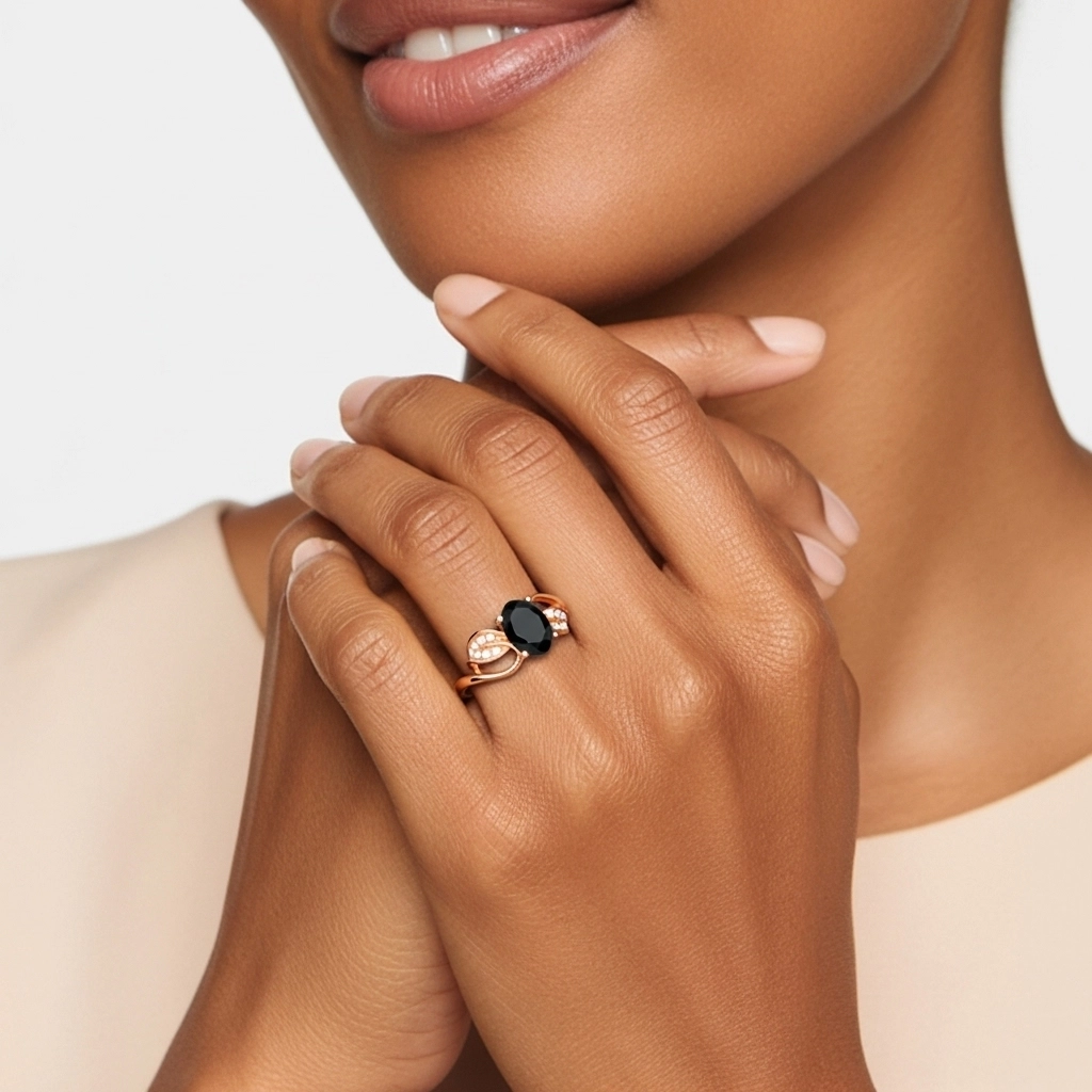 Black Cubic Zirconia Engagement Ring