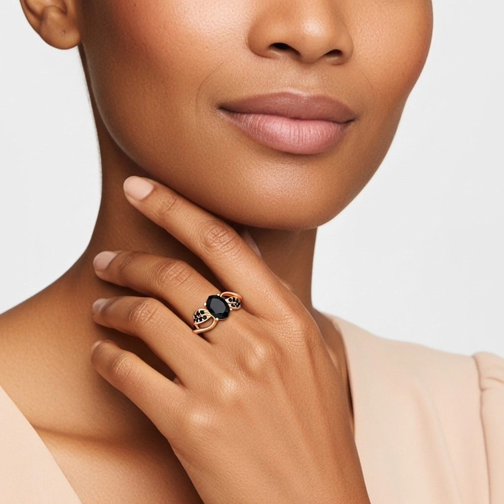 Black Cubic Zirconia Engagement Ring