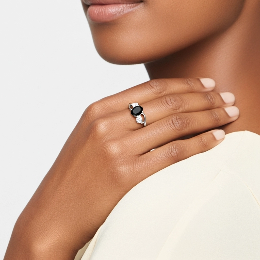 Black Cubic Zirconia Engagement Ring