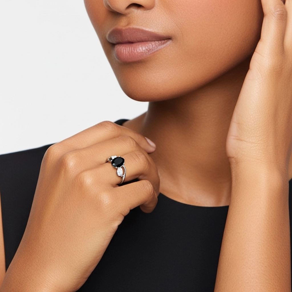 Black Cubic Zirconia Engagement Ring